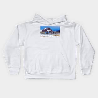 Winter Sets-in Around the Old Barn Kids Hoodie